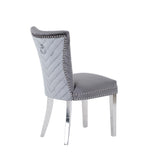 Eva 2 Piece Stainless Steel Legs Chair Finish with Velvet Fabric in Gray 733569236183