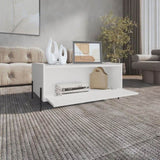 Shan 15" High Minimalistic Coffe Table with Pull Down Cabinet and Open Shelf White B070P254758