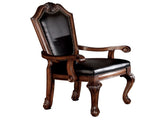 Black and Cherry Solid Back Arm Chairs with Nailhead Trim B062P189079