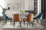 ZUN Modern Sleek Design Velvet Fabric Blue Side Chair Set of 2 Black Finish Metal Legs Dining Furniture B011134421