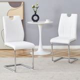 White PU Dining Chair Set.Uniquely designed white dining chairs. PU material, paired with silver W2920P225018