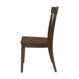 ZUN Set of 2 Slat Back Wooden Dining Chairs, Brown Oak B016P227295