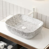 19'' Bathroom Ceramic Sink without Cabinet, Volakas White Marble W2615P303715