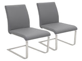 Contemporary Dining Chair in Grey Faux Leather - Set of 2 B202P223519