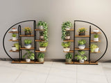62.2 Inch Tall Metal Indoor Plant Stand with Grow Lights, 9 Tier Moon-Shaped Plant Shelf with LED W3101P443485