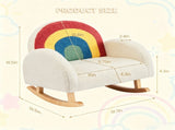 1 PC Wooden Frame Kids Rocking Sofa, Rainbow Gradient Teddy Velvet Rocking Chair 78910292