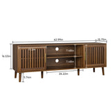63 inch TV stand with 2 grille door cabinets and adjustable storage rack, suitable for medieval W1706P254658