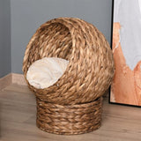 23.5" H Brown cat bed with upholstered, cat basket bed cat house 72080285