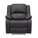 Modern Reclining Chair Dark Brown Faux Leather Upholstery Pillowtop Arms Solid Wood Frame 1pc Living B011P188428