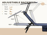 Blue Set of 2 Outdoor Lounge Chairs Reclining Back, Steel Frame with Side Pocket for Poolside 39831180