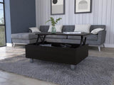 ZUN Tilton Rectangle Lift Top Coffee Table Black Wengue B06280625