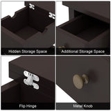 2-Drawer End Table, Flip Top Narrow End Table with Drawer, Accent Side Table Nightstand for T3771P356737