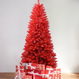 4FT Red Christmas Tree Pure Red PVC Tree with 456 Tips, Hinged Branches for Easy Setup, Stable 15119113