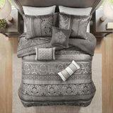 7 Piece Jacquard Comforter Set Grey King B03597023