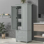 ZUN Tall Storage Cabinet with Two Drawers for Bathroom/Office, Grey WF299284AAE