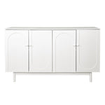ZUN Stylish and Functional 4-Door Intaglio Storage Cabinet with Pine Legs, Solid Wood Pulls and MDF, for W757P151917