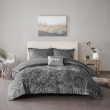 King/Cal King Velvet Duvet Cover Set with Throw Pillow B03596071