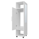 White 1-Door Wardrobe with Mirror and Open Storage B062P227644