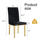 4 piece dining chairs.The gold metal legs complement the black velvet, showcasing a perfect blend of W1151131989