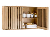 Natural 2-Tier Wall Mounted Bathroom Cabinet with Slatted Doors, 60.9620.3250.8cm Adjustable 46749699