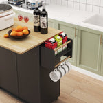 ZUN 45.4" Farmhouse Black Rolling Kitchen Cart on Wheels with Storage Cabinet, Mobile Kitchen Island W2557P180166