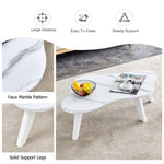 ZUN Modern minimalist white imitation marble tabletop coffee table. Solid wood spray painted desk legs, W1151P165879