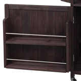 K&K 53.3" Outdoor Kitchen Island with Raised Shelf, Solid Wood Storage Cabinet with Stainless Steel N707P250628Z