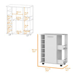 ZUN Woodland Bar Cart with Casters, Wine Rack and Open Shelf White B062111726