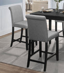 ZUN Counter Height Chairs Set of 2 Black Finish Upholstered Gray Padded Seat Back Transitional Dining B011P168511