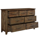 Classic Burnished Brown Dresser 1pc Solid Rubberwood 7 Drawers Transitional Design Bedroom Furniture B011134412