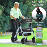 Foldable Rollator Walkers with Seat for Seniors, 450 lb Capacity, 8" Wheels, 18" Big Seat, T3815P361059
