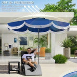 8.8FT Elegance Patio Umbrella, UPF 30 Outdoor Market Umbrella with 8 Ribs, Push Button Tilt,Navy 24616852
