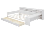 Wooden Full Size Daybed with Storage Shelves, Multi-functional Bed with Two Storage Drawers and 34590533