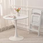 ZUN 31.5" Round Dining Table, Mid-Century White Tulip Table, Metal Base Pedestal Table for 2-4 W2533P170056