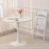 ZUN 31.5" Round Dining Table, Mid-Century White Tulip Table, Metal Base Pedestal Table for 2-4 W2533P170056