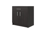 Barbados Pantry Cabinet 33" H with Top Drawer, Double Doors and Interior Shelves, Dark Walnut B097P474319