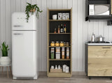 Buxton Rectangle 2-Door Storage Tall Cabinet Light Oak and Black Wengue B06280490