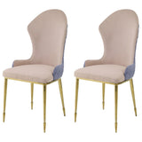Tan and Gold Sloped Arms Dining Chairs B062P186451