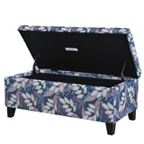 Luxury Storage Ottoman with Floral Patterned Fabric, Soft-Close Hinges, Multi-Functional Footrest & N767P257582L