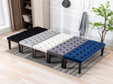 Heng Ming Upholstered Tufted Ottoman , Velvet Dining Bedroom Footrest Stool Accent W212P300163