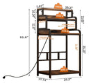 Vintage 4-Tier Mini Fridge Stand with Storage, Mini Fridge Cabinet with Storage, Microwave Stand, W2641P383932