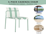 Holiday - 4-Pack Modern Striped Color Block Chairs - Waterproof PP Seat & Sturdy Metal Legs, W3450P447386