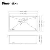 ZUN 33x19x10"Undermount Single Bowl Stainless Steel Kitchen Sink with Workstation W2898P228912