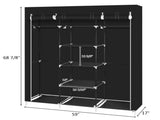 69" Clothes Closet Non-Woven Fabric Wardrobe Double Rod Storage Organizer, Black 02467174