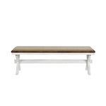 ZUN Modern Style White and Oak Finish 1pc Bench Fabric Upholstered Seat Charming Traditional Dining B011102649