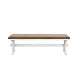 ZUN Modern Style White and Oak Finish 1pc Bench Fabric Upholstered Seat Charming Traditional Dining B011102649