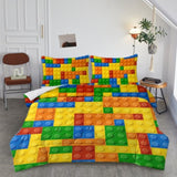 3pcs Funny Dot Building Blocks Comforter Colorful Bricks Thin Bedding Duvet Game Summer Quilt 53560070