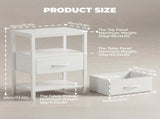 Bedside Table Charging Station Nightstand with USB/C Ports, Adjustable Drawers, 3-Tier Storage Shelf 76244794