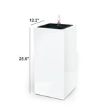 ZUN 11" Composite Self-watering Square Planter Box - High - White B046P144678