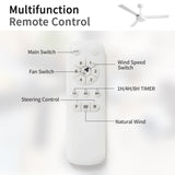 52" Ceiling Fan Without Light, 3 ABS Blades Farmhouse Ceiling Fan with Remote Control 6-speed W882P164177